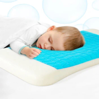 Child Kids Firm Memory Foam Cervical Pillow with Cooling Gel Reversible Orthopedic Sleeping Bed Pillow With Cover