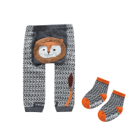 【Baby 童衣】任選 寶寶動物造型針織內搭褲+襪子兩件組 88573(黑灰獅子)