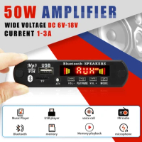 2*25W 50W Amplifier MP3 Player Decoder Board 12V 18V Wireless Bluetooth 5.0 Car Audio USB TF FM Radio Recording Call For Speaker