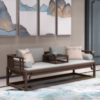 家具 新中式沙發伸縮羅漢床推拉小戶型榆木輕型實木床家具