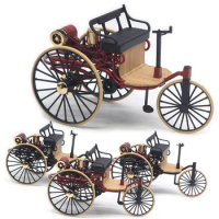 Simulation Tricycle Pull Back Toy 1:12 1886 Vintage Classic Car Alloy Car Model For Children Gift Collection Adult Toy Ornament