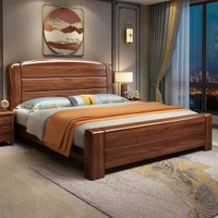 優樂悅~一號豪庭金絲胡桃木實木床中式1.8米儲物雙人床現代1.5m抽屜床