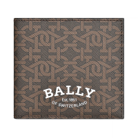 BALLY Brasai白字LOGO B字印花設計TPU 8卡對折短夾(棕)