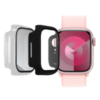 【Metal-Slim】Apple Watch Series 9 41mm 鋼化玻璃+PC 雙料全包覆防摔保護殼