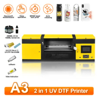 A3 UV DTF Printer Laminating Printer 2 in 1 UV DTF Sticker Printer Waterproof Embossed Effect for Irregular Shape UV DTF Printer