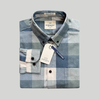 Peternation kemeja pria flanel wool basic panjang regular fit