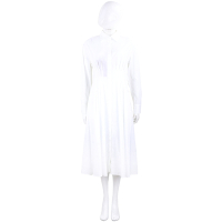 Max Mara PANCIA 抓褶設計白色府綢長袖襯衫式洋裝 連身裙(不含皮帶)
