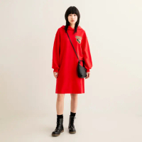 【Roots】Roots 女裝-舞龍新春系列 寬版連帽洋裝(紅色)