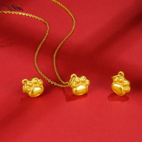 越南沙金貓爪吊墜項鏈黃 銅鍍金小貓項鏈送女友可愛卡通仿黃金