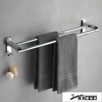 毛巾架 不銹鋼浴室掛毛巾架免打孔衛生間廚房掛架子毛巾桿置物架雙桿廁所