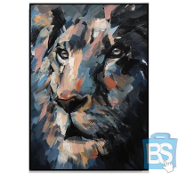 LUKISAN ABSTRAK POTRAIT WAJAH SINGA DARI SAMPING BISA CUSTOM KAIN KANVAS TERBAIK MARSOTO CAT AKRILIK