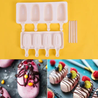 1Pcs Durable In Use Silicone Frozen Ice Cream Mold Juice Popsicle Maker Ice Lolly Mould - 4 Cell