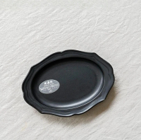 [日本製]   BISQUE 美濃燒 FRAME系列復古花邊 椭圓碟 (黑色/小)