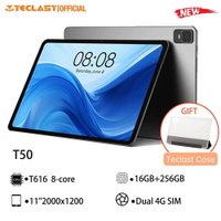 Teclast แท็บเล็ต T50 11 2 K หน้าจอ16GB RAM 256GB ROM Unisoc T616 Octa Core Android13 Widevine L1 20MP กล้อง4G LTE Call