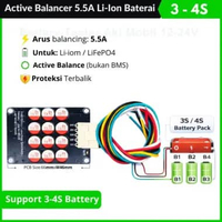 Active Balancer 5.5A 3S 4S 6S 7S 8S Li-ion LiFePO4 Penyeimbang Baterai Balancer Baterai 12V 3-4S Bal