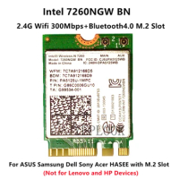 Intel Wifi Card Wireless-N 7260BN 7260NGW 7260BN 2.4Ghz 300Mbps Bluetooth 4.0 NGFF M.2 for DELL/ASUS/ACER/SAMSUNG Laptop Desktop
