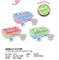 T+ CHERRY BENTO SEALWARE WITH MINI SOUP / Kotak Makan Anak / Kotak Bekal / Lunch Box Biru