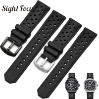 22mm Perforated Rubber Silicone Watch Band for TAG Heuer WAZ2113 Seiko Series Watch Strap Waterproof Men's Bracelets Diver Belt