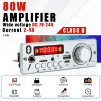 80W Amplifier DC 12V MP3 WMA Decoder Board Bluetooth 5.0 Audio Module USB TF Radio Wireless FM Receiver 2*40W MP3 Player For Car