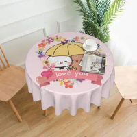 Bubu And Dudu Round Tablecloth Pink Bear Love Protection Table Cloth Fashion Banquet Christmas Party Design Table Cover