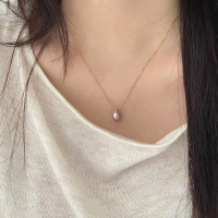 BLOSSOM Minimalist Gold Pearl Necklace, Natural Rice Pearl Pendant 18K Gold plated Charm Necklace, w