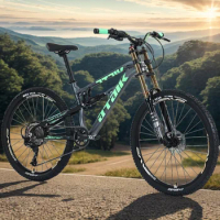 26-27.5-inch aluminum alloy soft tail oil brake shock-absorbing downhill mountain bike 11-speed full suspension outdoor bicycle