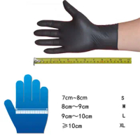 10pcs Black Gloves Disposable Latex Oil-Proof Nitrile Work Gloves Kitchen Household Washing Dishes Garden Cleaning Gloves Daily