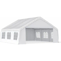 Gazebo Canopy Tent for Parties Heavy Duty Car Tent 20'x20' Metal Carport Portable Garage With Removable Sidewalls White Pergola