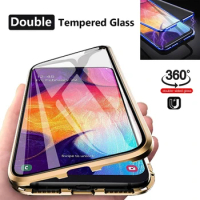360 Full Protection Metal Magnetic Case For Samsung Galaxy A70S A71 A72 4G 5G A73 Double-sided Glass Cover