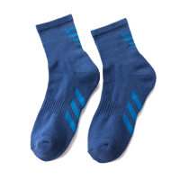 【KUNJI】12双 超強除臭襪-層層1-2長中筒氣墊襪-藍色-工研院研發抗菌棉紗(12雙 女款-W022藍色)