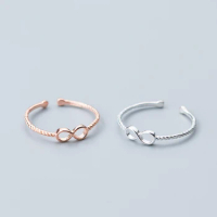S925 Silver Ring Twist Open Finger Ring Female Sterling 925 Silver Rose Gold Luxury Fine Ladies Jewelry