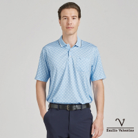 【Emilio Valentino范倫鐵諾】男裝吸排涼感彈性短袖POLO衫-水藍(66-4V8116)
