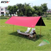 Without poles! 3x4M 4.4x4.4M 6x4.4M Waterproof 5000MM Outdoor Tarp Camping Survival Sun Red Rain Awning Canopy Pergola Tent