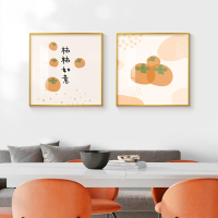 新款鉆石繡柿柿如意滿鉆餐廳小清新正方形墻畫客廳背景墻掛畫