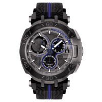TISSOT 天梭 官方授權 T-RACE MOTOGP 2017限量版賽車錶 送禮首選-黑x藍/45mm T0924173706100