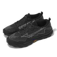 【MIZUNO 美津濃】越野跑鞋 Wave Daichi 9 GTX 男鞋 黑 防水 緩衝 黃金大底 運動鞋 美津濃(J1GJ2556-01)