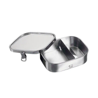 【日本相澤工房 AIZAWA】日本製18-8不鏽鋼方形密封便當盒-附分隔片-670ml(扣環式便當盒/不鏽鋼便當盒)