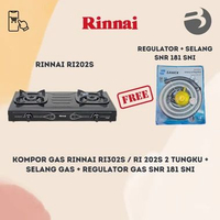 SKY - Kompor Gas Rinnai RI302S / RI 202S 2 TUNGKU + Selang Gas + Regulator Gas Gascomp SNI PAKET 202