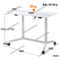 Air Rod Lifting Computer Desk Sit Stand Office Meeting Writing Study Table Movable Ergonomic Desk
