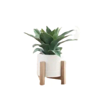 Artificial agave plant, white ceramic pot with wooden support home accessories
