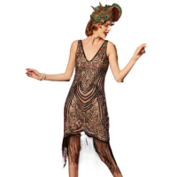 Women's 1920s Dress Sequin Art Deco Roaring Gatsby Dress with Sleeveless Vintage Flapper Dresses 2023 New