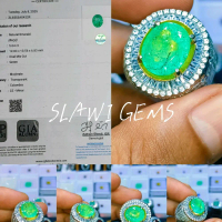 NATURAL CINCIN NATURAL EMERALD BERYL  (JAMCOL) JAMRUD COLOMBIA RING PERAK MICRO TAPPER + SERTIFIKAT