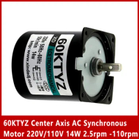 60KTYZ Center Axis AC Synchronous Motor 220V/110V 14W 2.5rpm -110rpm Micro Gear Motor Permanent Magnet Motor
