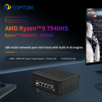 Topton AMD Ryzen 9 7940HS 7 7840HS Firewall Mini PC 4x i226-V 2.5G LAN USB4 2xM.2 NVMe 2xDDR5 AI Engine PVE ESXi Host Router
