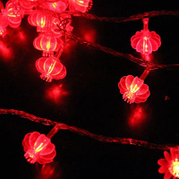 Lampu Solar LED untuk CNY Lampu Rentetan Tanglung Merah Solar Fairy DIY Lampu Taman Perayaan Luar Ru