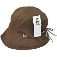 DAKS 品牌格紋刺繡字母LOGO綁繩抗UV纖維造型帽(深咖啡色)