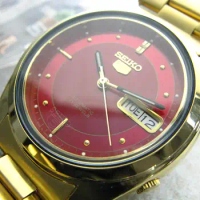 Funny Red 7009 gold plated All golden automatic mechanical men's watch seiko 5