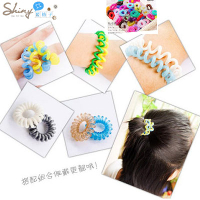 【30A30】shiny藍格子-彩色艷陽．熱賣款糖果色電話線造型髮圈。