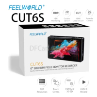 FEELWORLD CUT6 CUT6S 1920x1080 3D LUT Portable Monitor 6 inch Touch Screen Video Monitor Recorder Monitor Support IPS 4K HDMI-