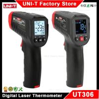 Termometer Digital, UNI-T, UT306S dan UT306C, Meter Suhu Laser Inframerah Industri Tanpa Sentuhan, P